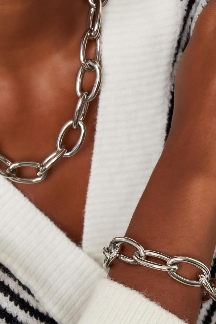 Chunky chain bracelet with large links Silver Stainless Steel Picture2